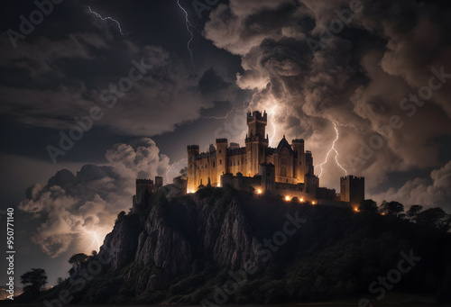 castle in the night sky