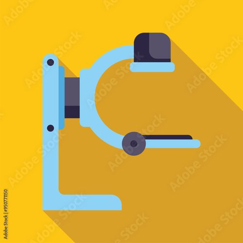 C arm x ray machine standing still, ready to be used for medical imaging