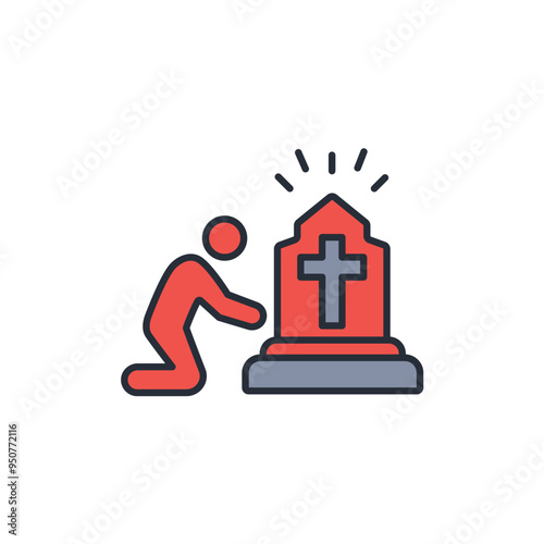 funeral icon. vector.Editable stroke.linear style sign for use web design,logo.Symbol illustration.