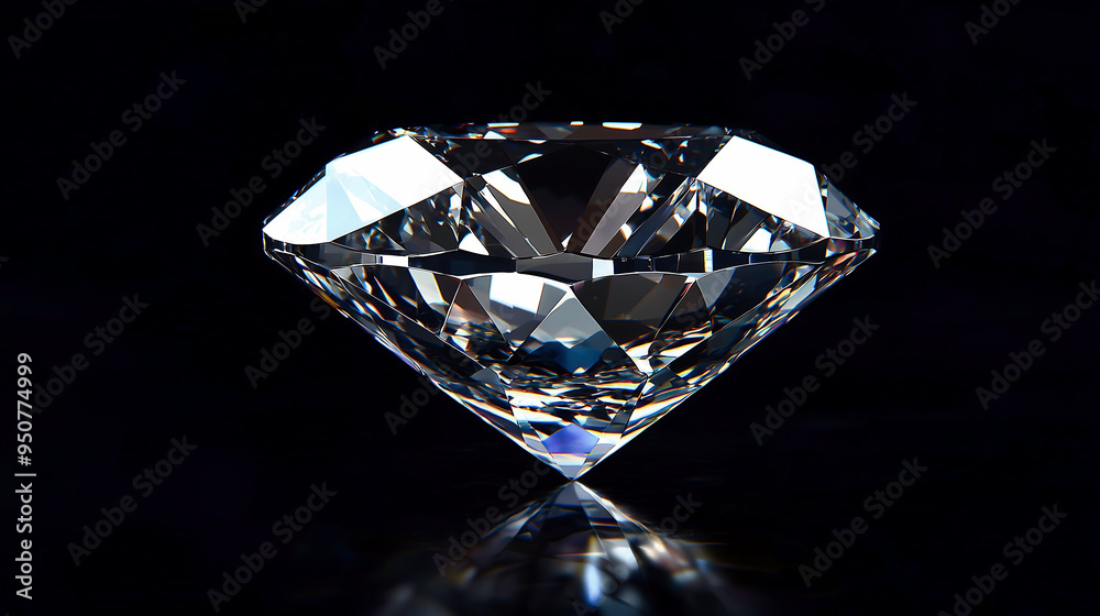 Brilliant Cut Diamond on a Black Background Brilliant Cut Diamond on a Black Background