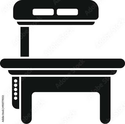 Black silhouette of an operating room table being prepared for surgery in a hospital