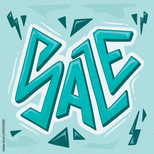 lettering style illustrated promos, sales and offers, graffitty aqua blue, for designers