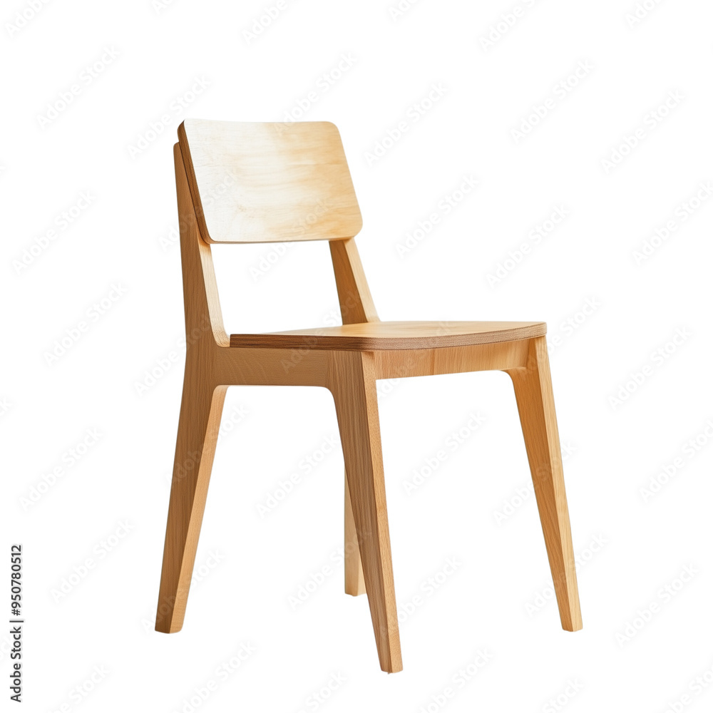 Minimalistic Scandinavian wooden chair with clean lines and light wood finish isolated on transparent background Minimalistic Scandinavian wooden chair with clean lines and light wood finish isolated on transparent background