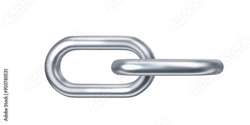 Silver chain realistic. Geometric element of gold 3d vector. PNG Futuristic 3D shape vector of chrome element