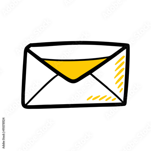 Envelope Vector Illustration Yellow Black Gray Design Email Message Symbol Modern Art