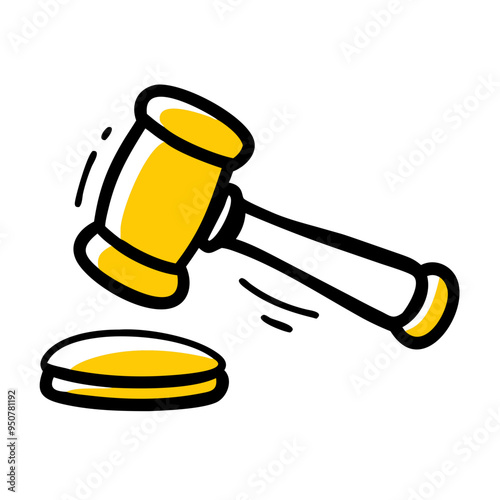 Yellow Judge Gavel Vector Legal Symbol Justice Decision Arbitration Graphical Representation