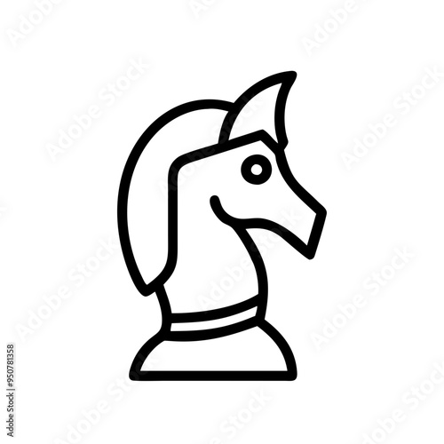 Chess Knight Horse Outline Vector Symbolizing Strategy and Intelligence on Purple Background
