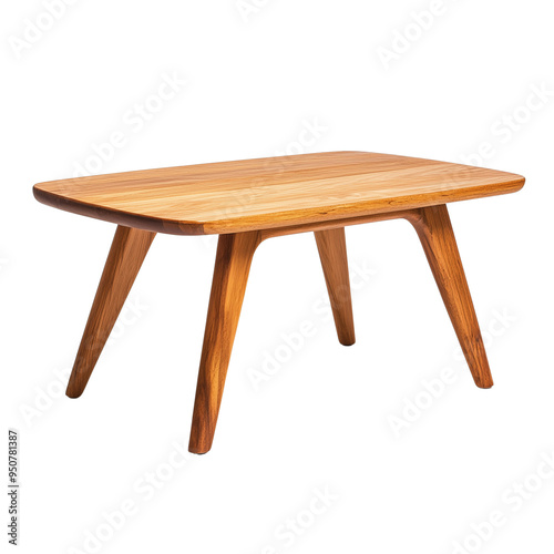 Scandinavian wooden coffee table with clean lines and a simple design isolated on transparent background