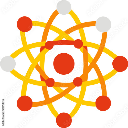 Atomic Structure Vector Illustration Science and Education Concept with Electron Orbits and Nucleus