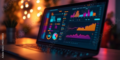 Close-Up of Laptop Screen Showing Website Traffic Analytics