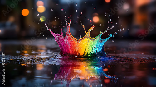 rainbow water splash