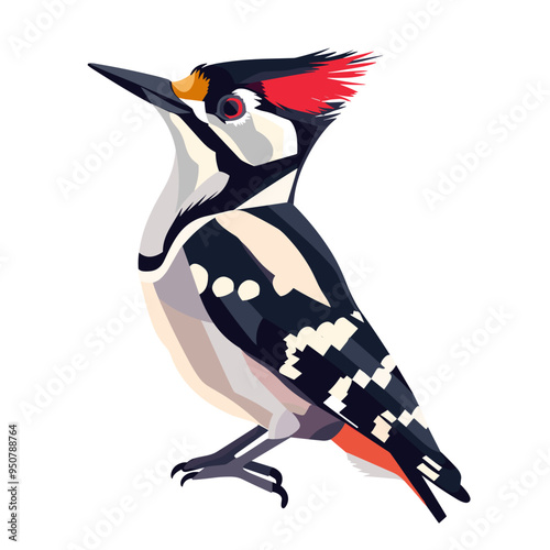 Great spotted woodpecker bird vector illustration isolated on white background. photo