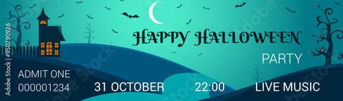 Halloween ticket.  Halloween. Halloween party ticket template. Samhain. All Hallows' Eve.