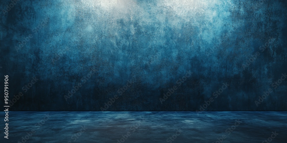 Matte Dark Blue Wall with Soft Spotlight and Subtle Shadow Matte Dark Blue Wall with Soft Spotlight and Subtle Shadow