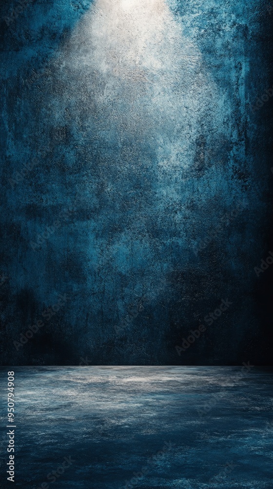 Matte Dark Blue Wall with Soft Spotlight and Subtle Shadow Matte Dark Blue Wall with Soft Spotlight and Subtle Shadow