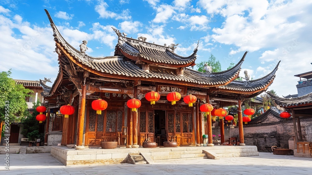 The historical architecture of Guandu Ancient Town, Kunming, China The historical architecture of Guandu Ancient Town, Kunming, China