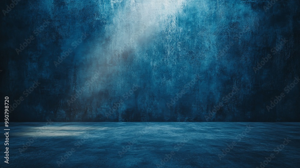 Matte Dark Blue Wall with Soft Spotlight and Subtle Shadow Matte Dark Blue Wall with Soft Spotlight and Subtle Shadow