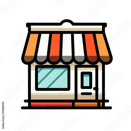 A storefront illustration perfect for representing small businesses or boutique shops. Features vibrant colors and modern design that captures the essence of urban commerce