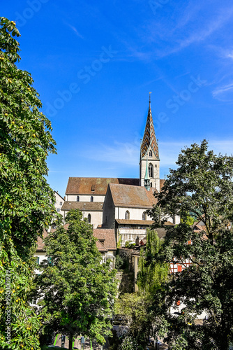 Stadt Baden, katholische Kirche, Altstadt, Altstadthäuser, Stadt, Aargau, Limmat, Fluss, Sommer, Schweiz