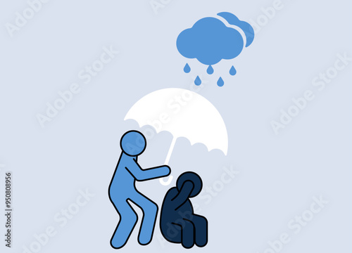 Depressed sad person therapy illustration