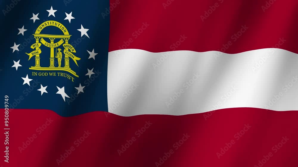 Flag of Georgia (U.S. state) waving animation, Georgia (U.S. state) Flag footage video waving in wind Flag of Georgia (U.S. state) waving animation, Georgia (U.S. state) Flag footage video waving in wind