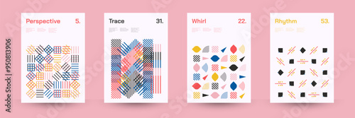 Diverse Set of Geometric Patterns: Wide Range of Symmetrical Geometric Shapes and Repeating Forms. Abstract Mosaic Poster Background. Vector Illustration.