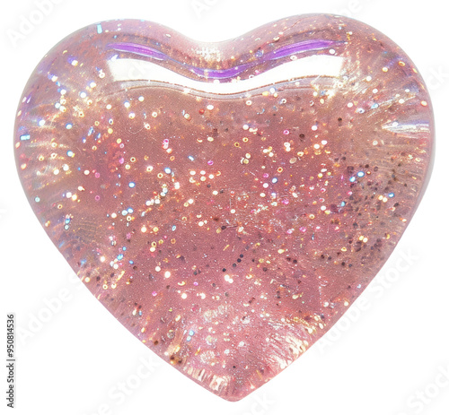 PNG Sparkling pink heart resin decor photo