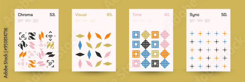 Diverse Set of Geometric Patterns: Wide Range of Symmetrical Geometric Shapes and Repeating Forms. Abstract Mosaic Poster Background. Vector Illustration.