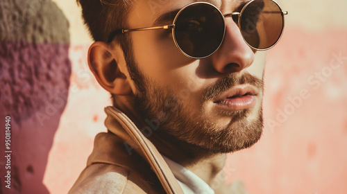 Homem de óculos de sol da moda em uma foto de moda vintage photo