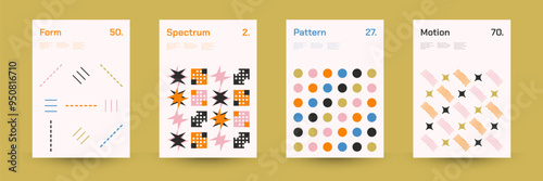 Diverse Set of Geometric Patterns: Wide Range of Symmetrical Geometric Shapes and Repeating Forms. Abstract Mosaic Poster Background. Vector Illustration.