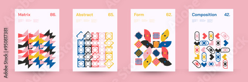 Diverse Set of Geometric Patterns: Wide Range of Symmetrical Geometric Shapes and Repeating Forms. Abstract Mosaic Poster Background. Vector Illustration.