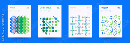 Diverse Set of Geometric Patterns: Wide Range of Symmetrical Geometric Shapes and Repeating Forms. Abstract Mosaic Poster Background. Vector Illustration.