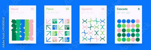 Diverse Set of Geometric Patterns: Wide Range of Symmetrical Geometric Shapes and Repeating Forms. Abstract Mosaic Poster Background. Vector Illustration.