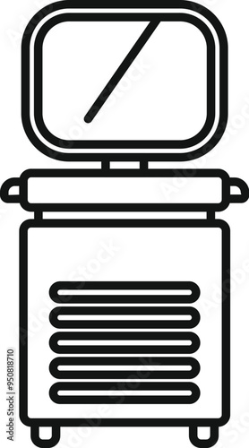 Medical ventilator machine offering consistent breathing support in simple line art style
