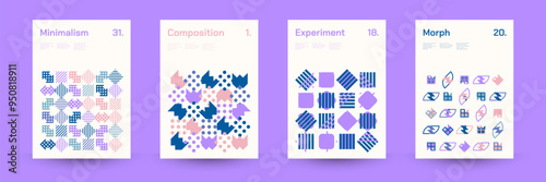 Diverse Set of Geometric Patterns: Wide Range of Symmetrical Geometric Shapes and Repeating Forms. Abstract Mosaic Poster Background. Vector Illustration.