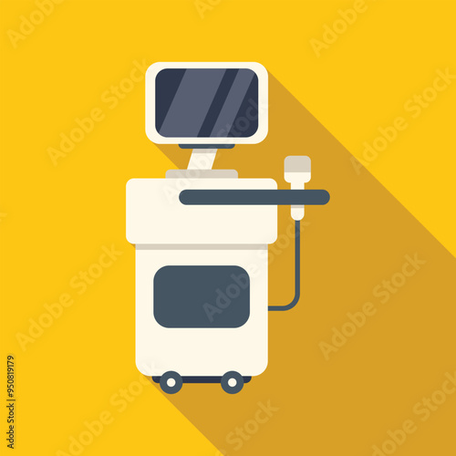 Ultrasound machine with a monitor on wheels performing a sonography scan procedure