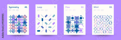 Diverse Set of Geometric Patterns: Wide Range of Symmetrical Geometric Shapes and Repeating Forms. Abstract Mosaic Poster Background. Vector Illustration.