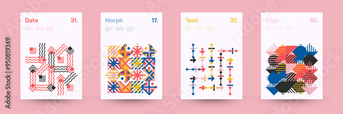 Diverse Set of Geometric Patterns: Wide Range of Symmetrical Geometric Shapes and Repeating Forms. Abstract Mosaic Poster Background. Vector Illustration.