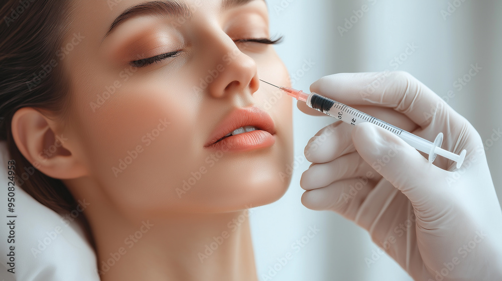 Obraz premium Woman Receiving Cosmetic Injection in Clinic
