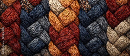 A close up of a bunch of different colored yarns