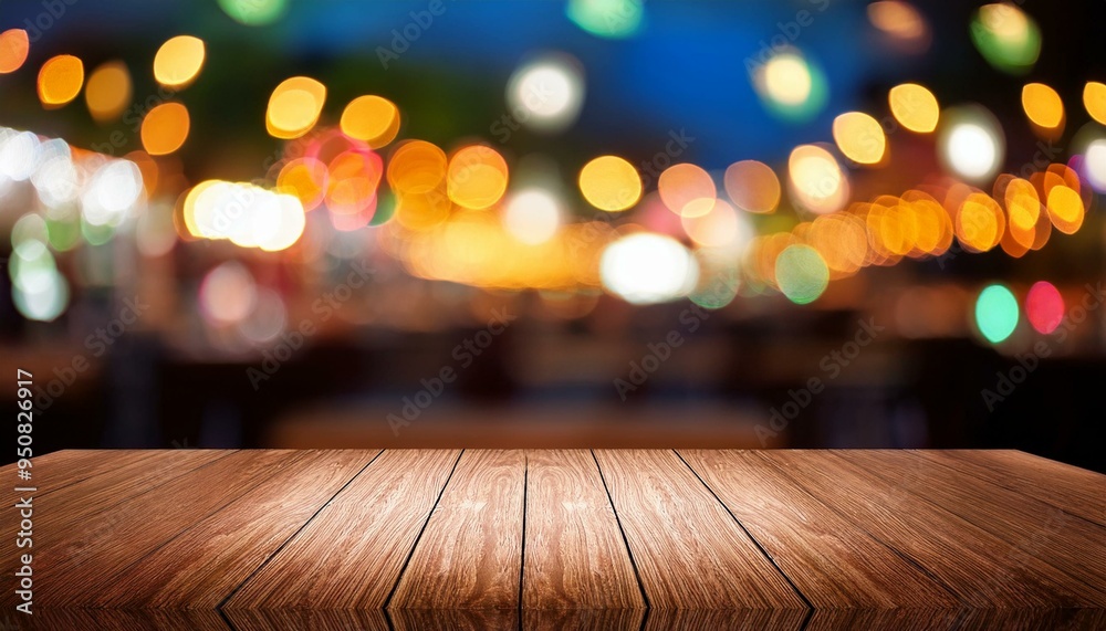 Empty wood table top on abstract blurred restaurant and nightclub lights background - can be used for display or montage your products
Empty wood table top on abstract blurred restaurant and nightclub lights background - can be used for display or montage your products