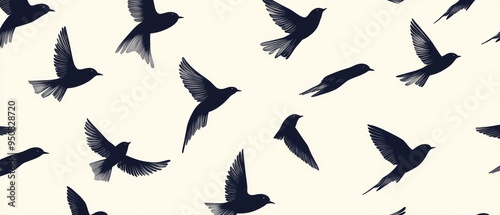 A black and white image of birds flying in a pattern