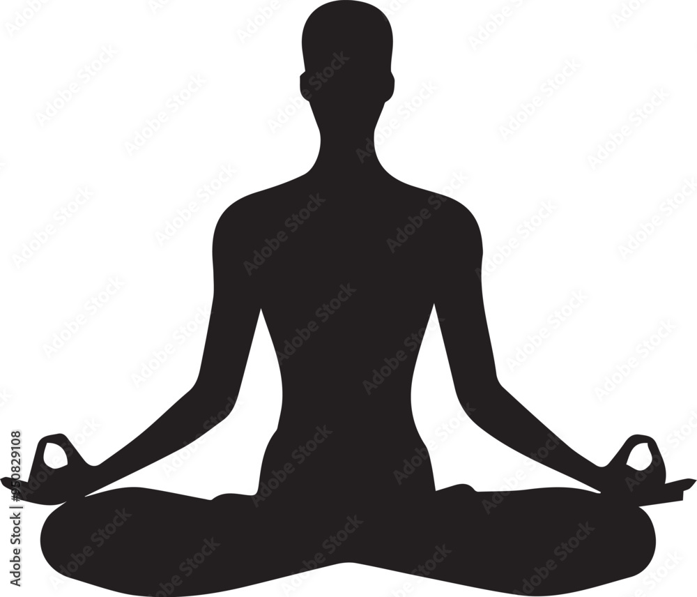Black and white yoga silhouette design Black and white yoga silhouette design