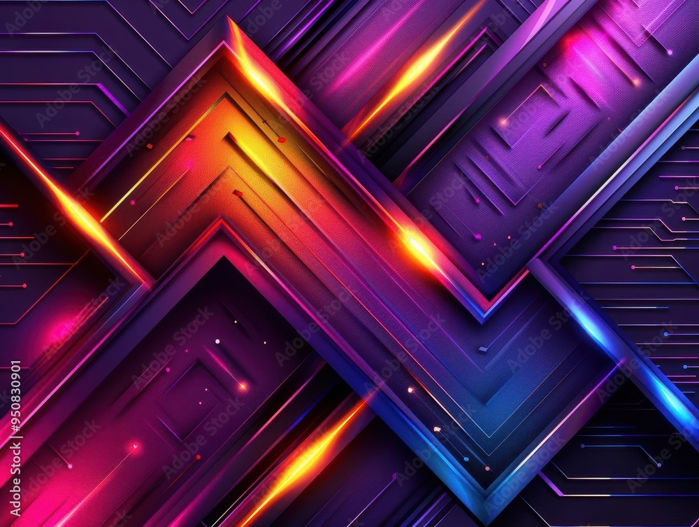 Abstract background with geometric patterns, vibrant and modern, Digital, Bright colors, Illustration, Dynamic design