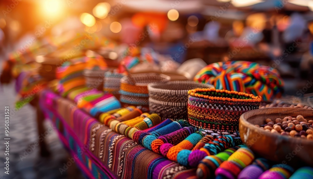 Artisan crafts at a bustling market, vibrant and handmade, Rustic, Bright colors, Photograph, Cultural heritage Artisan crafts at a bustling market, vibrant and handmade, Rustic, Bright colors, Photograph, Cultural heritage