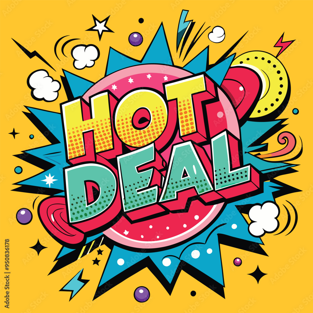 Hot Deal Colorful background banner sales with text effect template Hot Deal Colorful background banner sales with text effect template