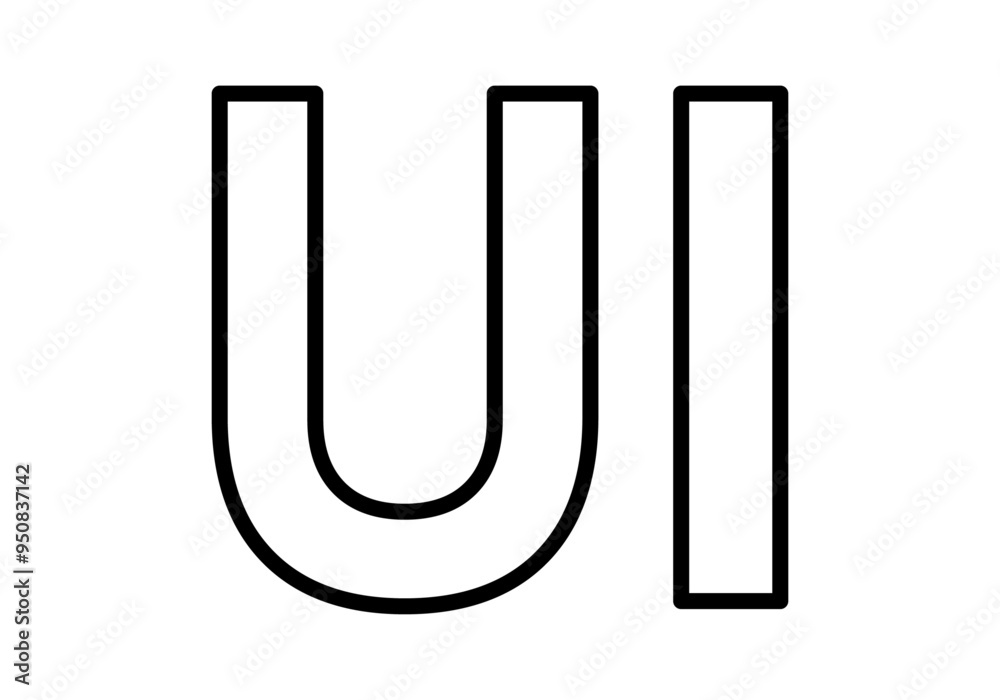 Icono negro de siglas de interfaz o ui 
