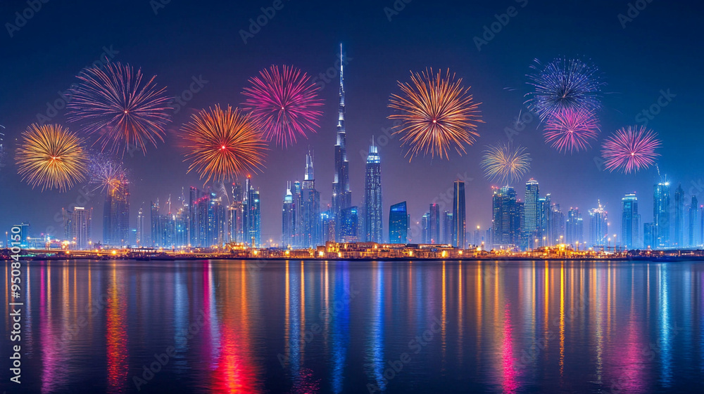 Fototapeta premium fireworks in the city