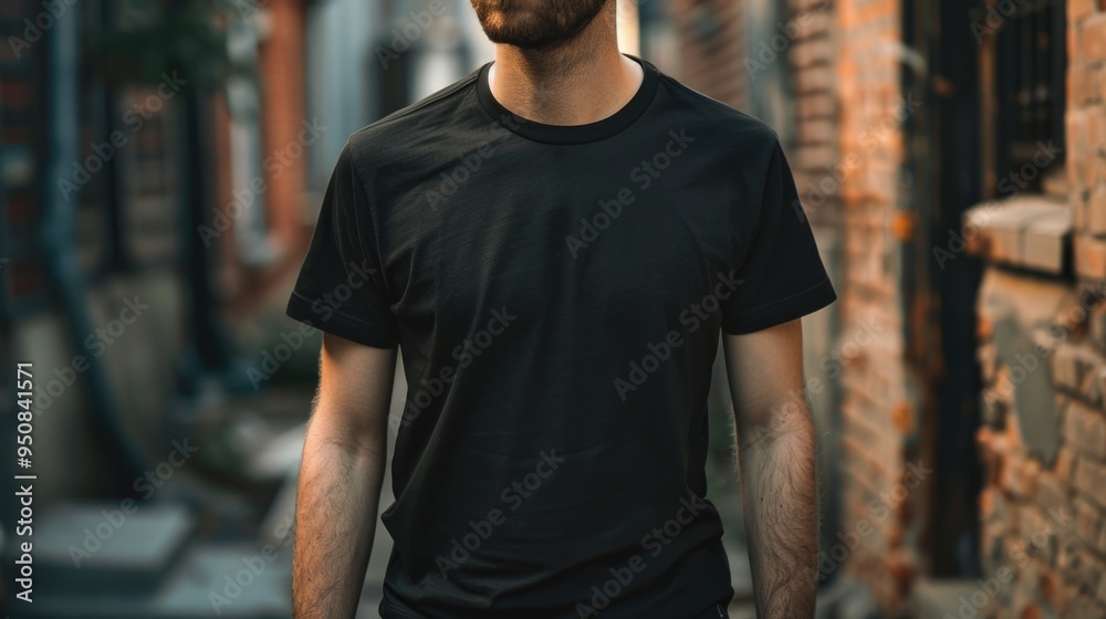 A person in a dark outfit stands in a dimly lit alley, providing a mysterious and isolated atmosphere