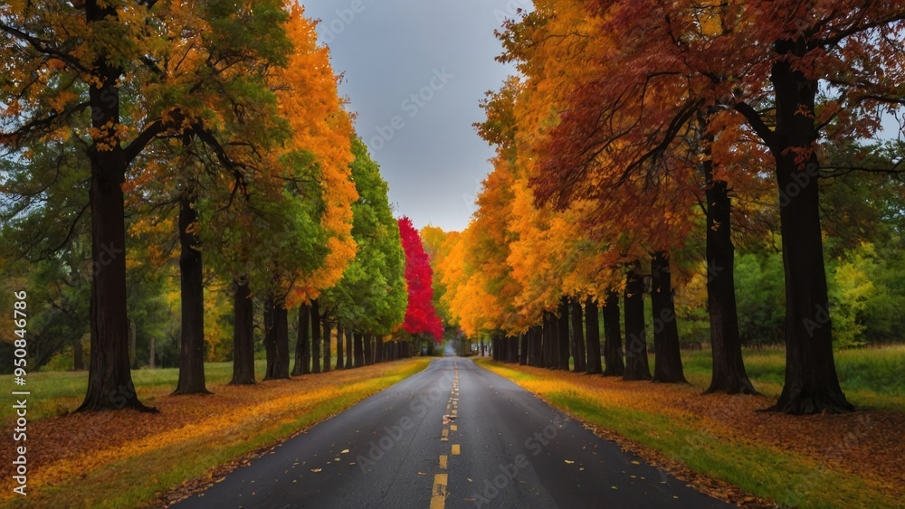 Autumn's Palette: The Road Less Traveled Through a Colorful Canopy Autumn's Palette: The Road Less Traveled Through a Colorful Canopy